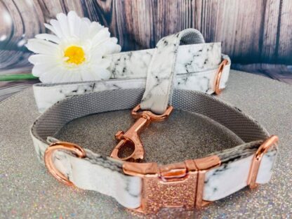 Grey Marbled Lead and Collar Set